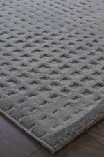 Streb Modern Gri Polyester Makine Halısı - Görsel 2
