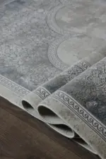 Arsac Çerçeveli Göbekli Gri Polyester Makine Halısı - Görsel 6