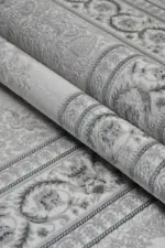 Blois Çerçeveli Krem Gri Göbekli Akrilik Makine Halısı - Görsel 7