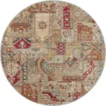 Salamanca Patchwork Bej Polyester ve Pamuklu Yıkanabilir Kaydırmaz Taban Dijital Baskı Halı - Görsel 7