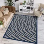 Clota Modern Lacivert Polyester ve Pamuklu Yıkanabilir Kaydırmaz Taban Dijital Baskı Halı - Görsel 2