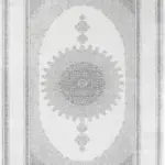 Burie Çerçeveli Göbekli Gri Polyester Makine Halısı