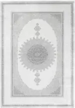 Burie Çerçeveli Göbekli Gri Polyester Makine Halısı