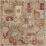 Salamanca Patchwork Bej Polyester ve Pamuklu Yıkanabilir Kaydırmaz Taban Dijital Baskı Halı - Görsel 5