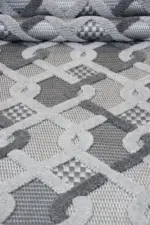 Urou Modern Gri Antrasit Çizgili Polyester Makine Halısı - Görsel 5