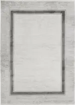 Lunay Çerçeveli Krem Antrasit Çizgili Akrilik Makine Halısı