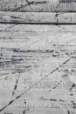 Lodi Modern Krem Mavi Çizgili Polyester Makine Halısı - Görsel 5