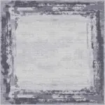 Las Çerçeveli Gri Polyester ve Pamuklu Yıkanabilir Kaydırmaz Taban Dijital Baskı Halı - Görsel 5