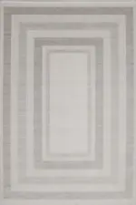 Corato Çerçeveli Krem Bej Çizgili Akrilik Makine Halısı