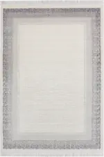 Rimini Çerçeveli Krem Siyah Çizgili Akrilik Makine Halısı