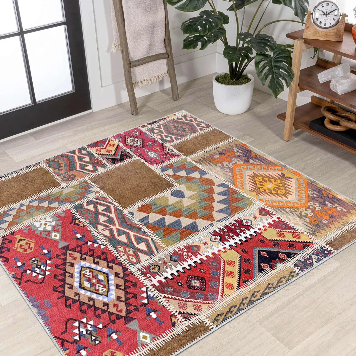 Antoni Patchwork Multi Polyester ve Pamuklu Yıkanabilir Kaydırmaz Taban Dijital Baskı Halı - Görsel 6