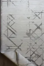 Marton Çerçeveli Krem Gri Çizgili Akrilik Makine Halısı - Görsel 4