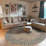 Salvon Çerçeveli Krem Polyester ve Pamuklu Yıkanabilir Kaydırmaz Taban Dijital Baskı Halı - Görsel 8