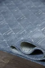 Galvez Modern Mavi Yıkanabilir Polyester,Pamuk Makine Halısı - Görsel 6