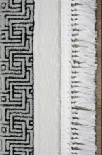 Rimini Çerçeveli Krem Siyah Çizgili Akrilik Makine Halısı - Görsel 3