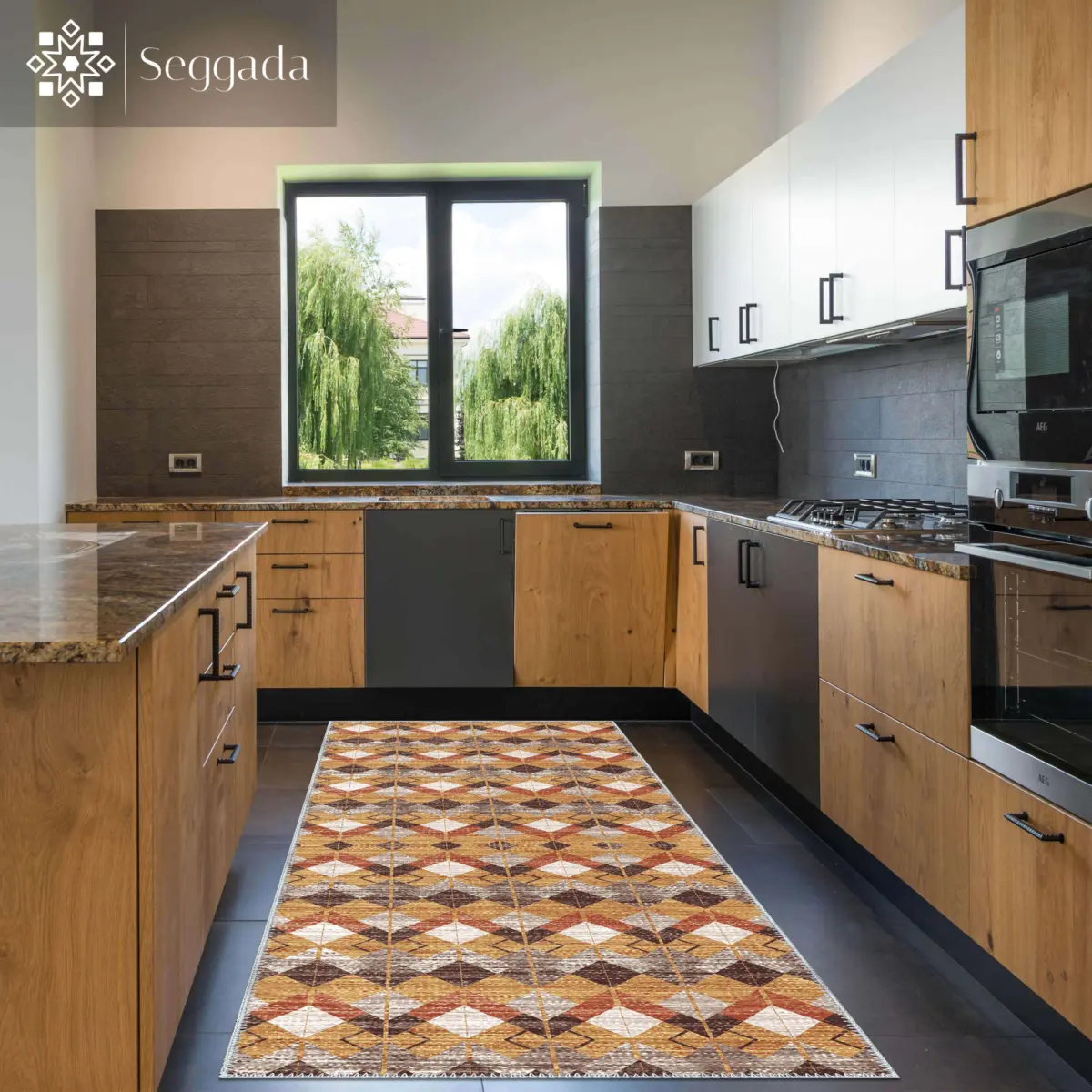 Affori Geometrik Multi Polyester ve Pamuklu Yıkanabilir Kaydırmaz Taban Dijital Baskı Halı - Görsel 4