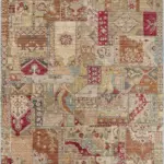 Salamanca Patchwork Bej Polyester ve Pamuklu Yıkanabilir Kaydırmaz Taban Dijital Baskı Halı