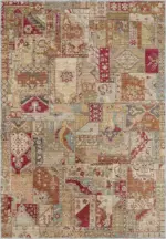 Salamanca Patchwork Bej Polyester ve Pamuklu Yıkanabilir Kaydırmaz Taban Dijital Baskı Halı