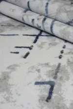 Braye Modern Krem Mavi Çizgili Akrilik Makine Halısı - Görsel 7