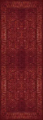 Gerva Çerçeveli Kırmızı Polyester ve Pamuklu Yıkanabilir Kaydırmaz Taban Dijital Baskı Halı - Görsel 2