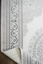 Blois Çerçeveli Krem Gri Göbekli Akrilik Makine Halısı - Görsel 4