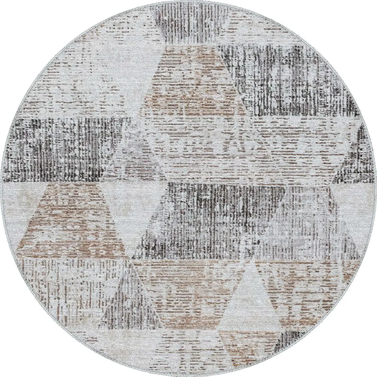 Moysi Geometrik Krem Polyester ve Pamuklu Yıkanabilir Kaydırmaz Taban Dijital Baskı Halı - Görsel 7