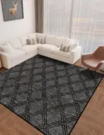 Alcaraz Geometrik Antrasit Polyester ve Pamuklu Yıkanabilir Kaydırmaz Taban Dijital Baskı Halı - Görsel 6