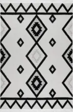 Hook Çerçeveli Beyaz Polyester Makine Halısı