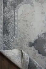 Arsac Çerçeveli Göbekli Gri Polyester Makine Halısı - Görsel 4