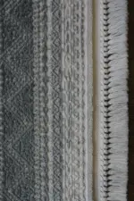 Morelli Çerçeveli Krem Gri Çizgili Akrilik Makine Halısı - Görsel 3