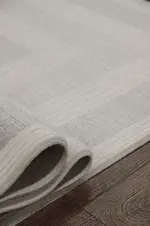 Toritto Çerçeveli Krem Gri Çizgili Akrilik Makine Halısı - Görsel 6