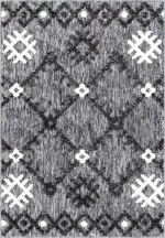 Savoia Geometrik Gri Polyester ve Pamuklu Yıkanabilir Kaydırmaz Taban Dijital Baskı Halı