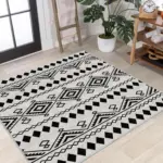 Corso Geometrik Beyaz Polyester ve Pamuklu Yıkanabilir Kaydırmaz Taban Dijital Baskı Halı - Görsel 6