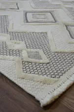 Frieth Modern Beyaz Polyester Makine Halısı - Görsel 2