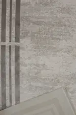 Turi Çerçeveli Bej Vizon Çizgil Akrilik Makine Halısı - Görsel 5