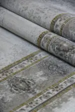 Bourg Çerçeveli Göbekli Krem Polyester Makine Halısı - Görsel 7