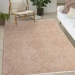 Fraia Geometrik Kahverengi Pamuk ve Polyester Makine Halısı - Görsel 4