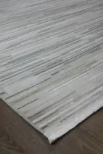 Lucıa Modern Bej Antrasit Çizgili Akrilik Makine Halısı - Görsel 2