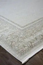 Eston Çerçeveli Krem Vizon Çizgili Akrilik Makine Halısı - Görsel 2