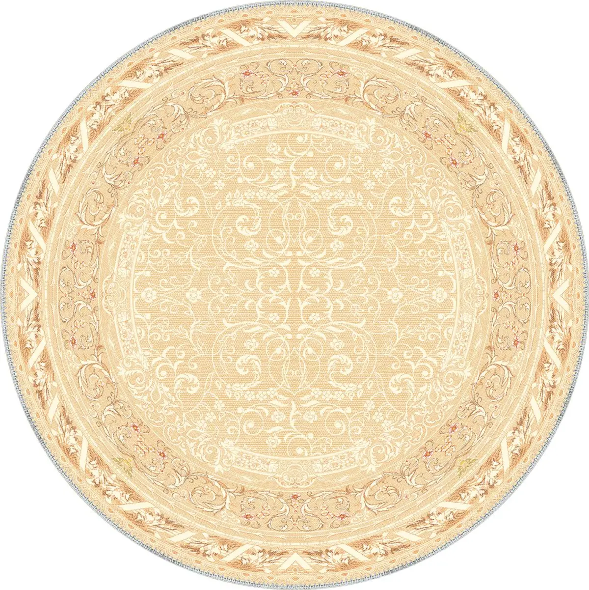 Ribera Çerçeveli Krem Polyester ve Pamuklu Yıkanabilir Kaydırmaz Taban Dijital Baskı Halı - Görsel 7