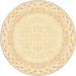 Ribera Çerçeveli Krem Polyester ve Pamuklu Yıkanabilir Kaydırmaz Taban Dijital Baskı Halı - Görsel 7