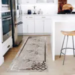 Masana Modern Bej Polyester ve Pamuklu Yıkanabilir Kaydırmaz Taban Dijital Baskı Halı - Görsel 4