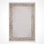 Capena Çerçeveli Gri-Kahverengi Çizgili  Akrilik Makine Halısı - Görsel 2