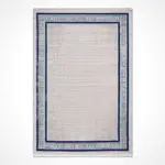 Corese Çerçeveli Gri-Lacivert Çizgili Akrilik Makine Halısı - Görsel 2