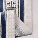 Corese Çerçeveli Gri-Lacivert Çizgili Akrilik Makine Halısı - Görsel 3