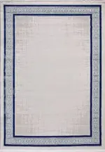 Corese Çerçeveli Gri-Lacivert Çizgili Akrilik Makine Halısı