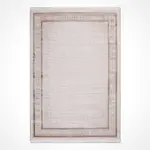 Arlena Çerçeveli Krem-Kahverengi Çizgili Akrilik Makine Halısı - Görsel 2