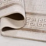 Arlena Çerçeveli Krem-Kahverengi Çizgili Akrilik Makine Halısı - Görsel 4