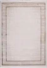 Arlena Çerçeveli Krem-Kahverengi Çizgili Akrilik Makine Halısı