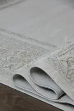 Eston Çerçeveli Krem Vizon Çizgili Akrilik Makine Halısı - Görsel 6